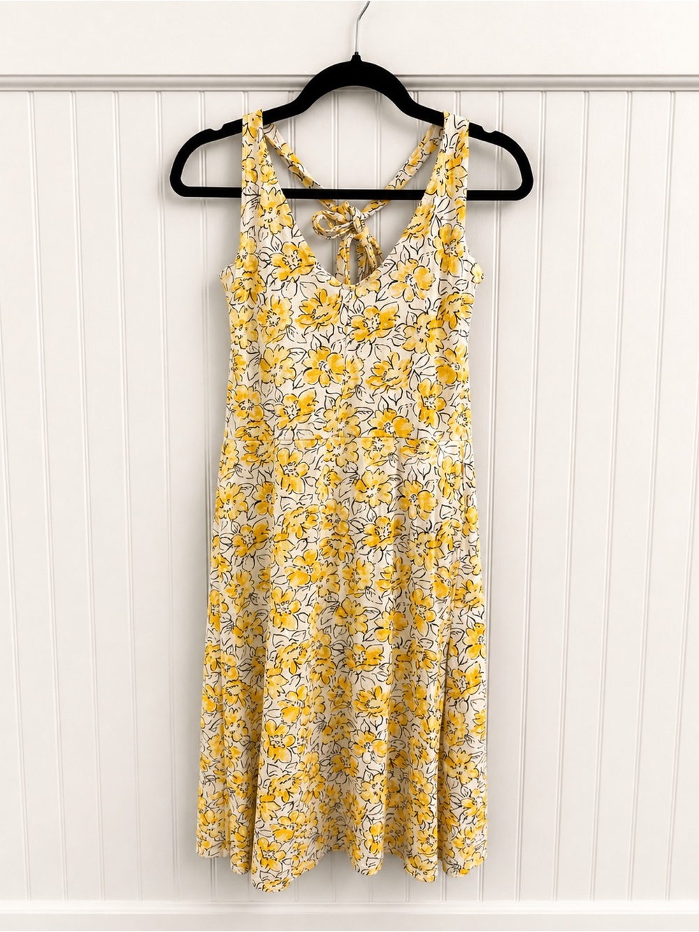 Pact Organic Cotton Yellow Floral Tie-Back Halter Dress